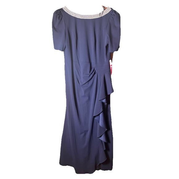 Alex Evenings Navy Blue Embellished Neck Ruffle Gown Dress Plus Size 16 $249 NEW - Picture 12 of 16